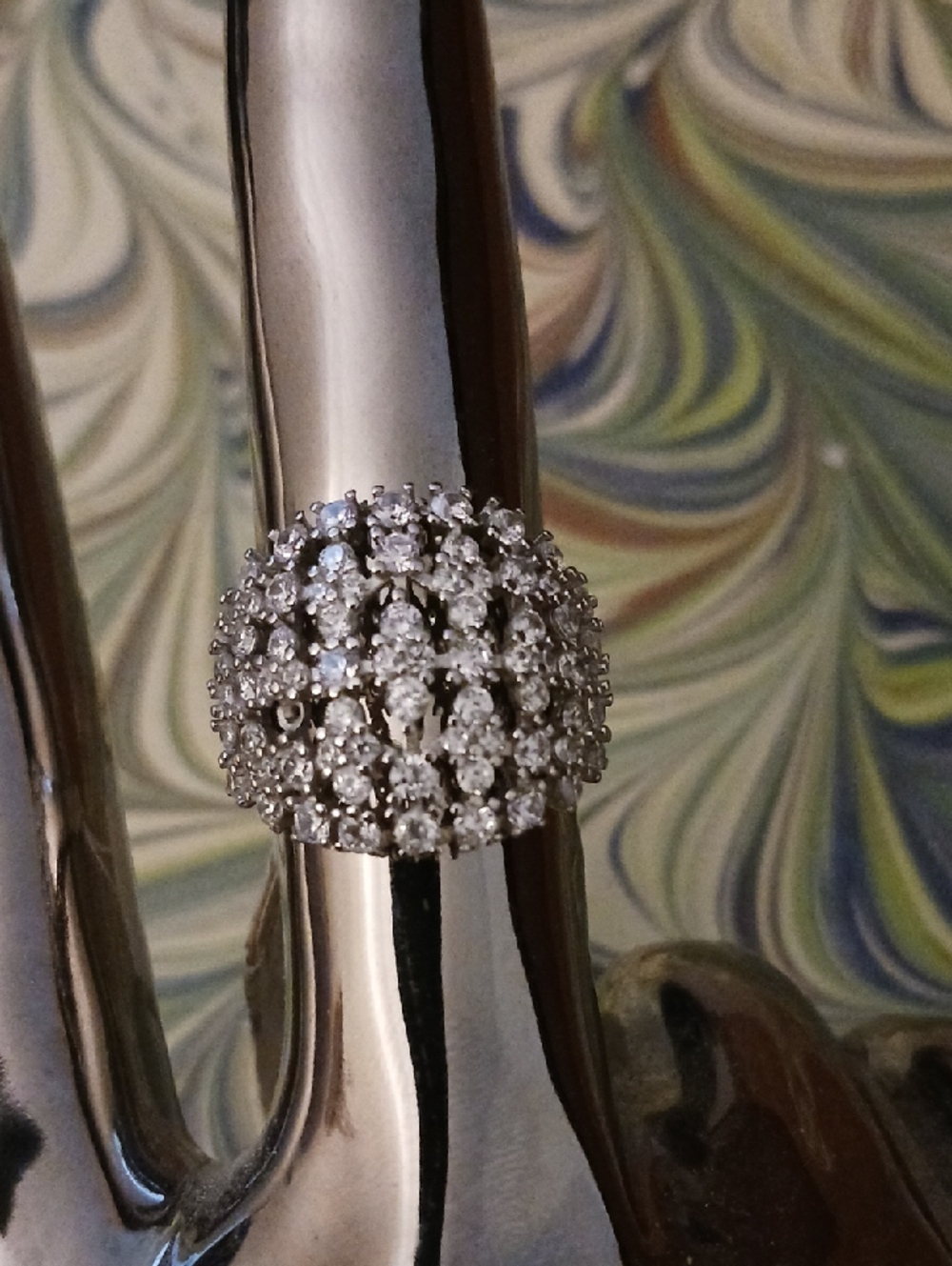 Nordstrom SILVER Metal CZ Cocktail Ring NWT Sz 8